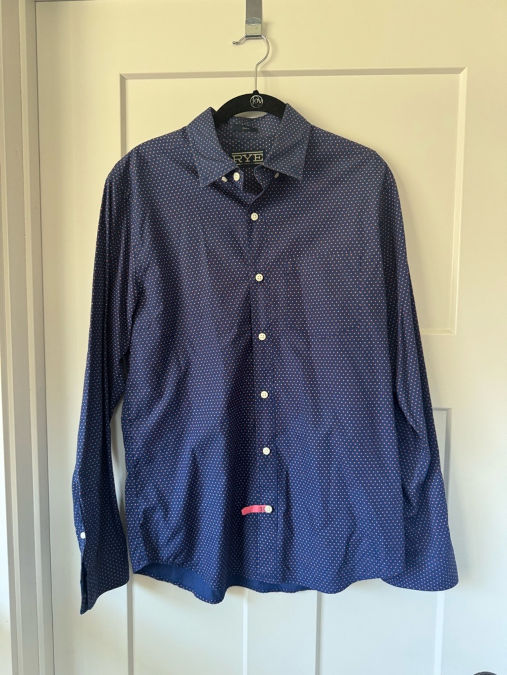 Rye Navy Blue Button-Down Shirt with Microdot Pattern